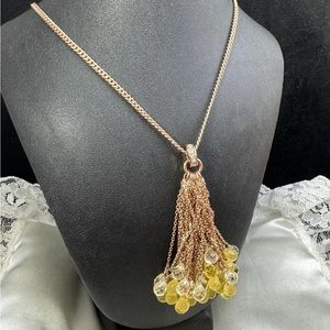 JUICY COUTURE ROSE GOLD MULTI STRAND YELLOW CRYSTAL NECKLACE